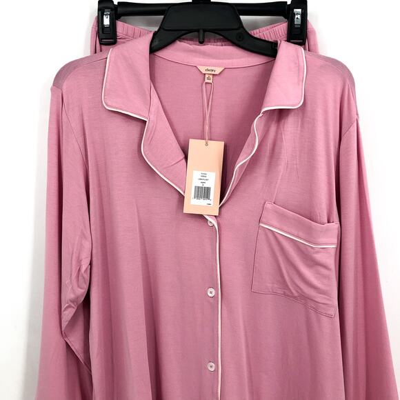 EBERJEY Gisele Long PJ Set Medium Pink Pajamas TENCEL Modal NWT - Picture 5 of 13